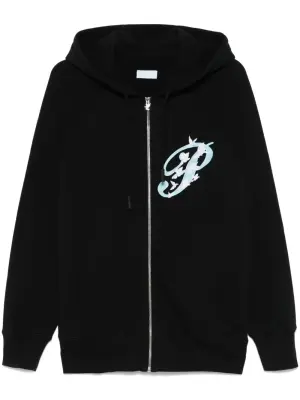 Худи на молнии с вышитым логотипом
