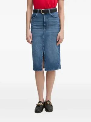 Джинсовая юбка миди с завышенной талией