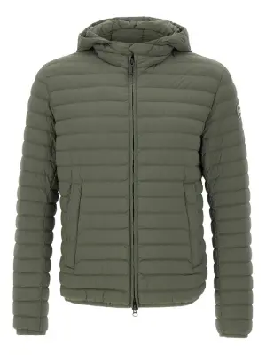 Стеганый пуховик с капюшоном