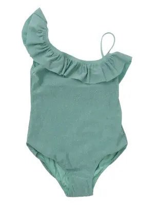 Купальник асимметричного кроя с оборками