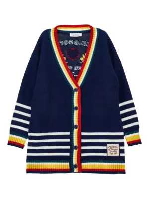 Striped embroidered cardigan