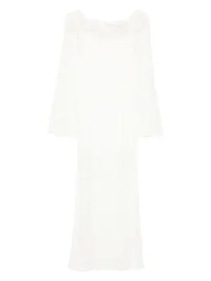 Платье миди с длинными рукавами и кружевом