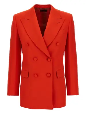 двубортный пиджак с заостренными лацканами