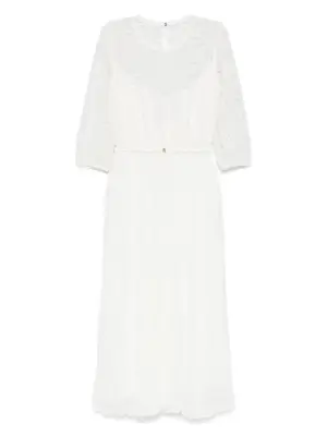 платье с цветочной вышивкой и плиссировкой