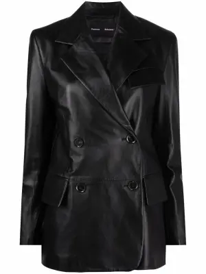 Однобортный кожаный блейзер