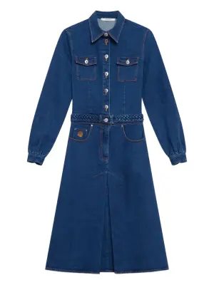 Джинсовое платье миди с поясом