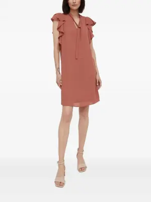 Платье мини с оборками на рукавах