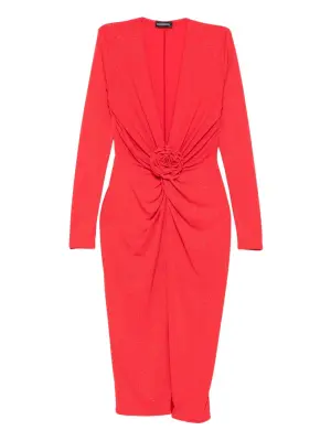 Платье миди с цветочной отделкой