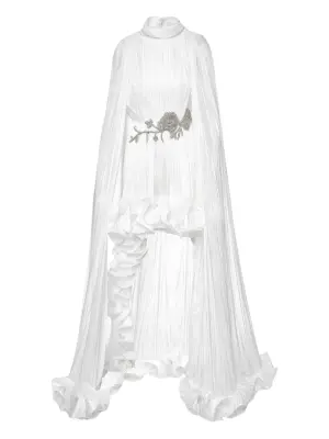 Плиссированное платье с кейпом