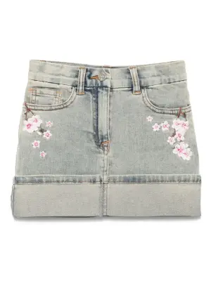 Джинсовая юбка с цветочной вышивкой