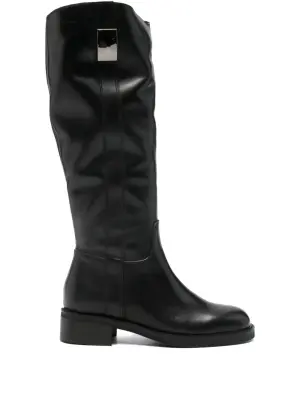 Кожаные ботинки с круглым носом