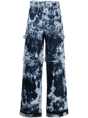 Джинсы с принтом тай-дай и поясом