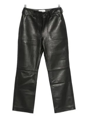 Кожаные брюки с накладными карманами