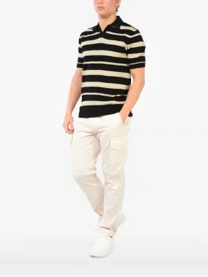 полосатая рубашка поло с короткими рукавами