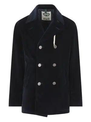 Двубортное пальто из бархата