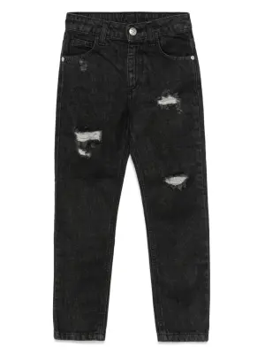 Прямые джинсы с эффектом потертости