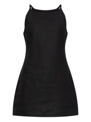 Льняное платье мини с квадратным вырезом