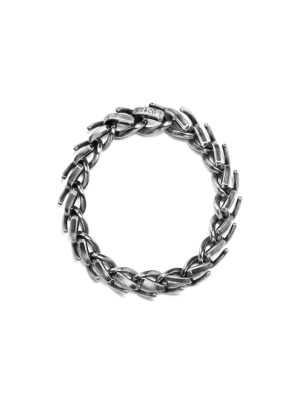 Браслет со средними звеньями из черненого серебра