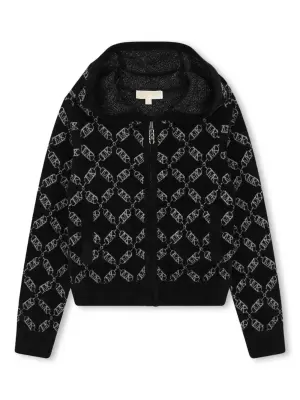 Кардиган с капюшоном и жаккардовым логотипом