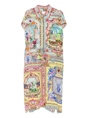 Платье-рубашка миди с цветочным принтом