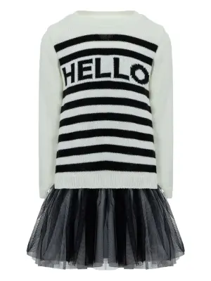 комплект из платья и блумеров в полоску