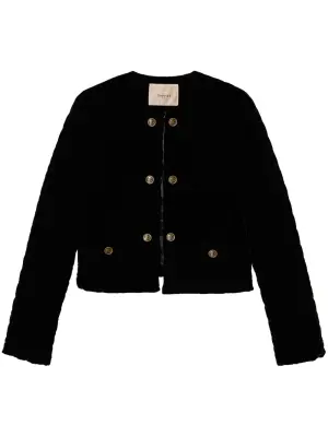 Укороченный бархатный жакет