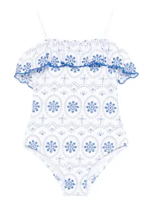 купальник с оборками и вышивкой