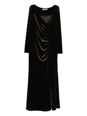Платье с драпировкой и длинными рукавами