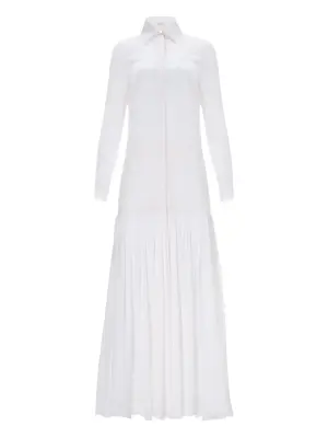 Платье-рубашка с плиссировкой цвета "голубь"