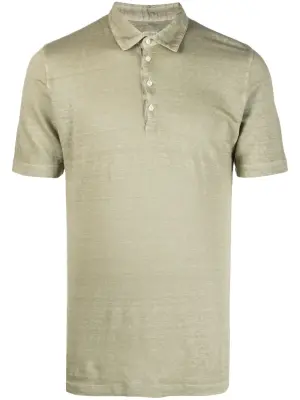 Льняная рубашка поло с классическим воротником