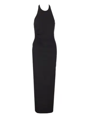 Платье с разрезом и воротником-халтер