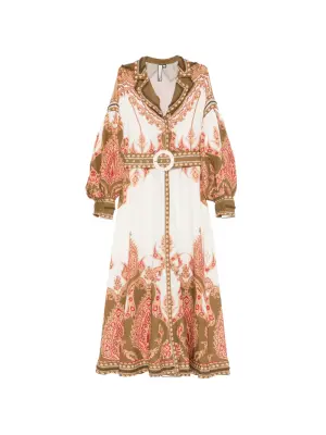 Платье миди Florista с поясом и принтом