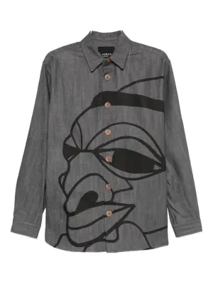 Джинсовая рубашка с принтом