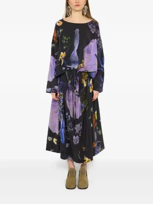 Шелковое платье миди с цветочным принтом