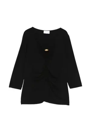 Футболка с V-образным вырезом и сборками