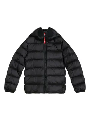 Стеганый пуховик с капюшоном