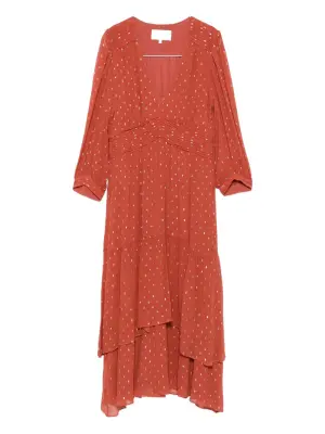 Ярусное платье миди Maia с эффектом металлик