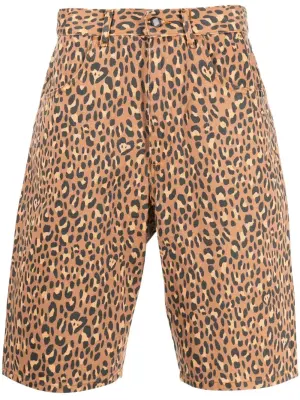 Джинсовые шорты с леопардовым принтом