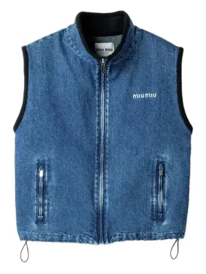 Logo-embroidered denim gilet