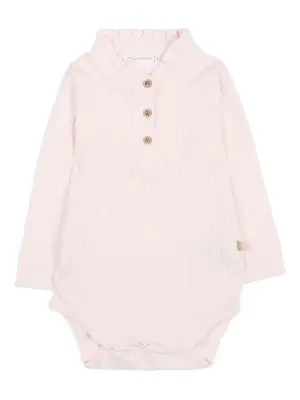 Трико в рубчик с оборчатым воротником