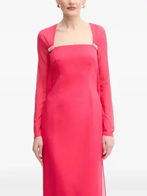 Платье миди с длинными рукавами и кристаллами