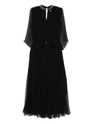 Плиссированное платье миди с кристаллами