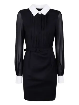 Платье с поясом и складками