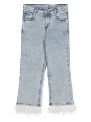 Джинсы из органического хлопка с перьями