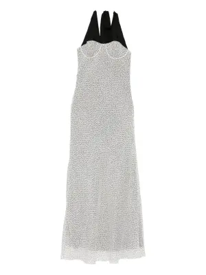 Платье Lisander в горох с вырезом халтер