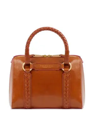 Мини-сумка из кожи с плетёной ручкой