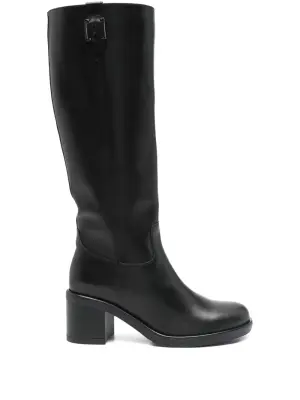 Сапоги на блочном каблуке с пряжками