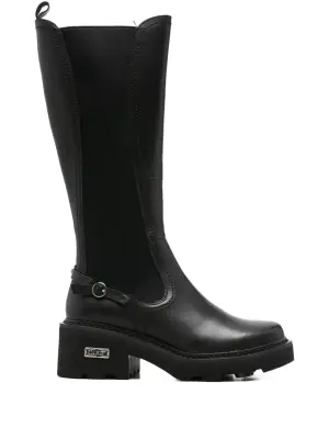 Кожаные сапоги до колена