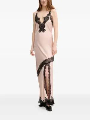 Шелковое платье-комбинация с кружевом