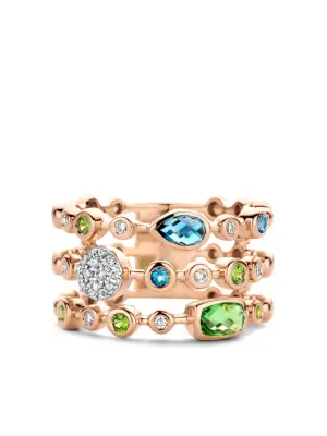 Кольцо из розового золота с камнями